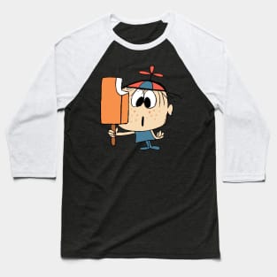 UPA Style Boy with Ice Cream - Vintage Authentic Baseball T-Shirt